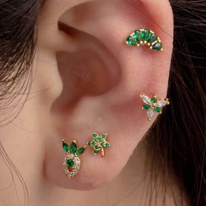 1 Piece Simple Series  Plant Titanium Steel   Gold Color Zircon Women's Stud Earrings h5 Picture2